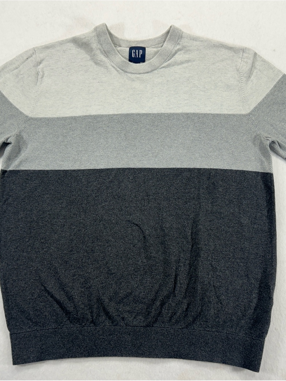GAP Men’s Three-Tone Gray Crewneck Sweater